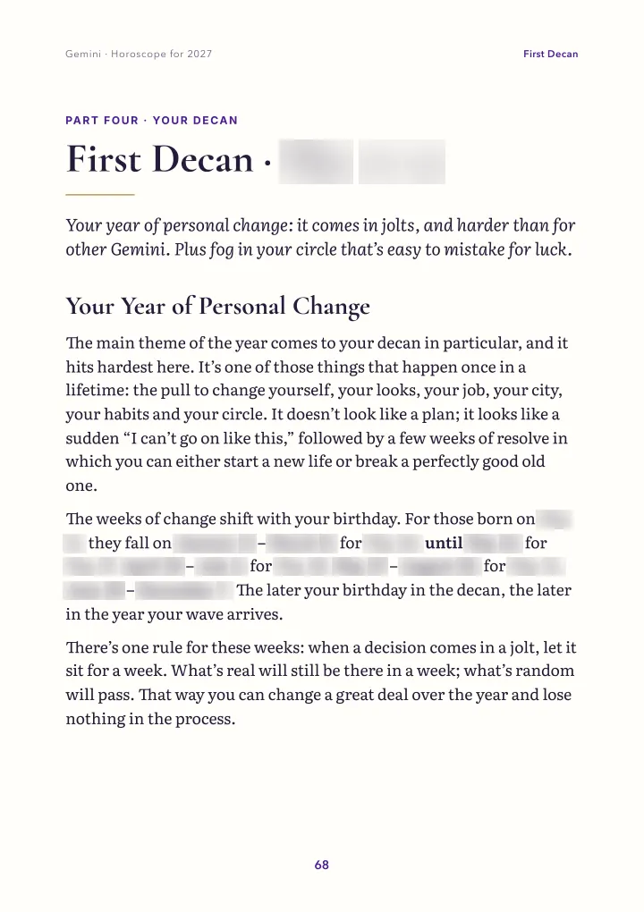 Book page: your decan (dates blurred)