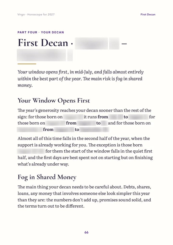 Book page: your decan (dates blurred)