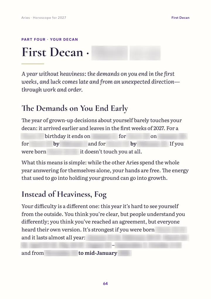 Book page: your decan (dates blurred)