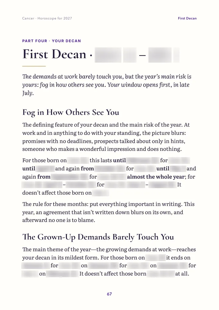 Book page: your decan (dates blurred)