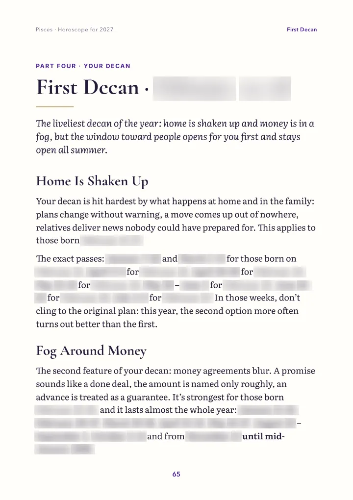 Book page: your decan (dates blurred)