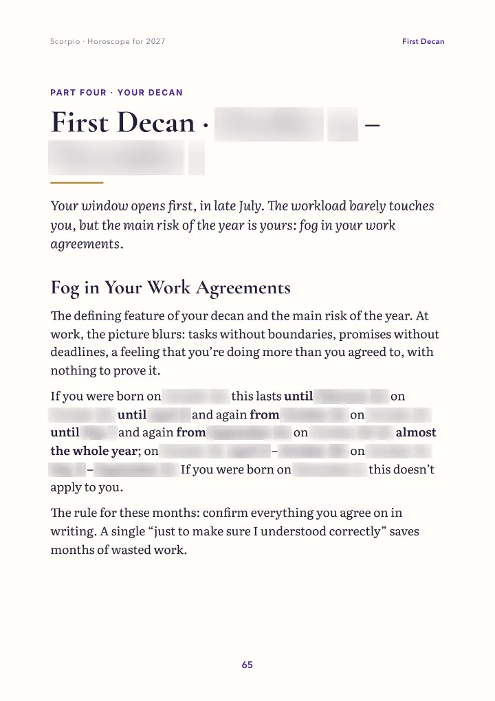 Book page: your decan (dates blurred)
