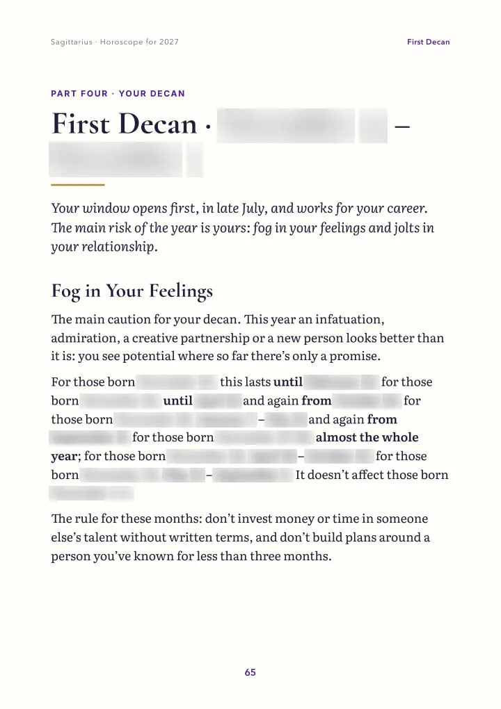 Book page: your decan (dates blurred)