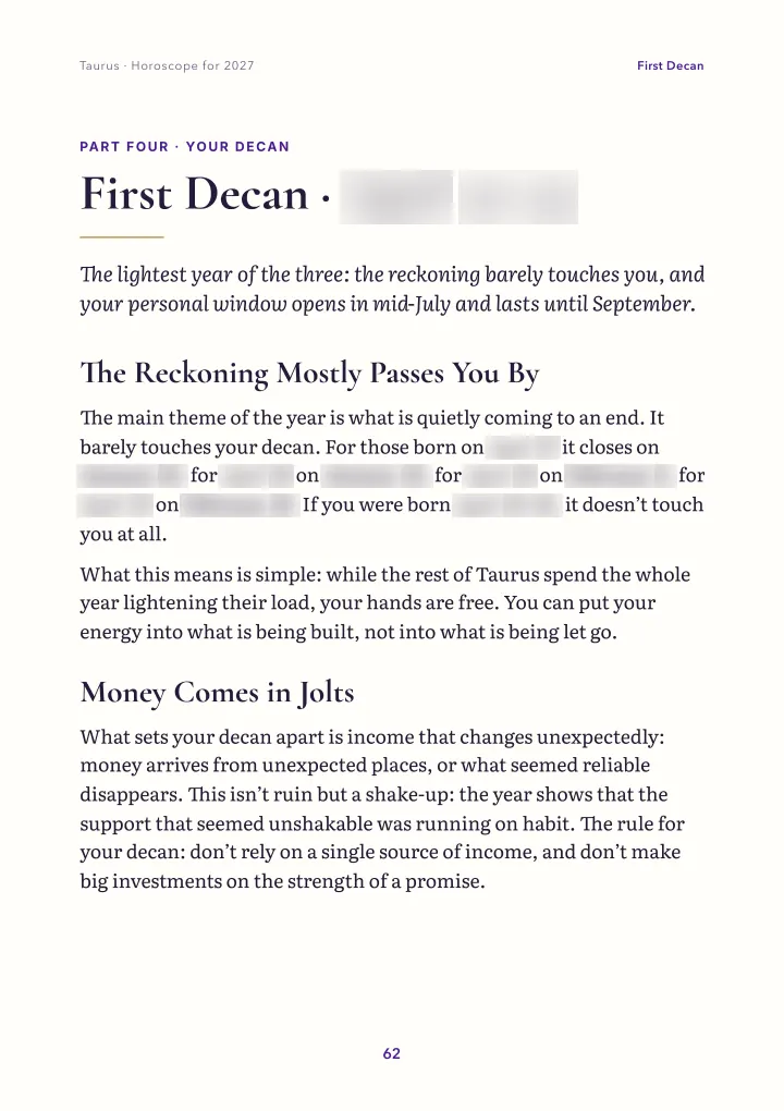 Book page: your decan (dates blurred)