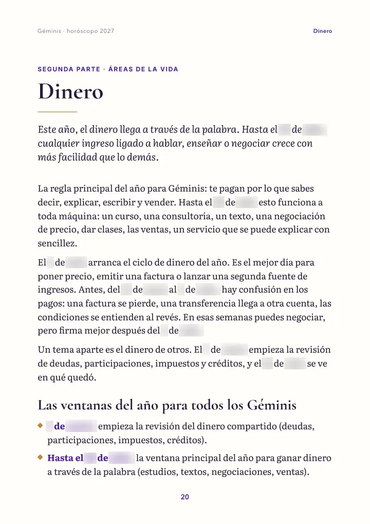 Página del libro: áreas de la vida (fechas difuminadas)