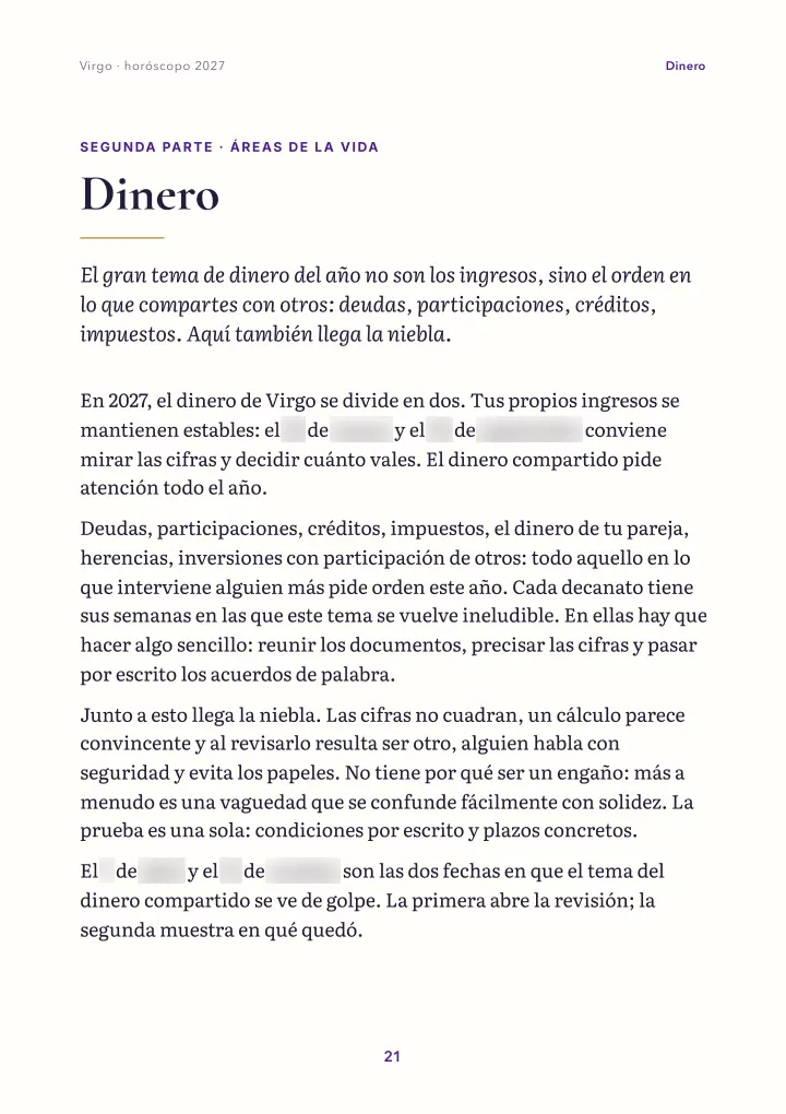 Página del libro: áreas de la vida (fechas difuminadas)