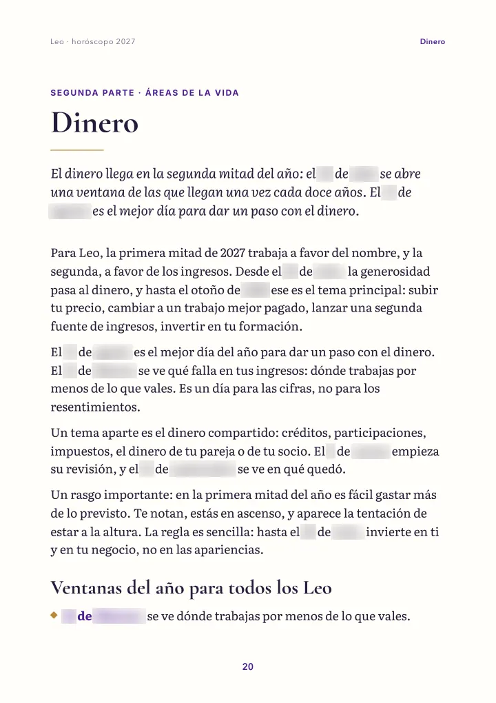 Página del libro: áreas de la vida (fechas difuminadas)