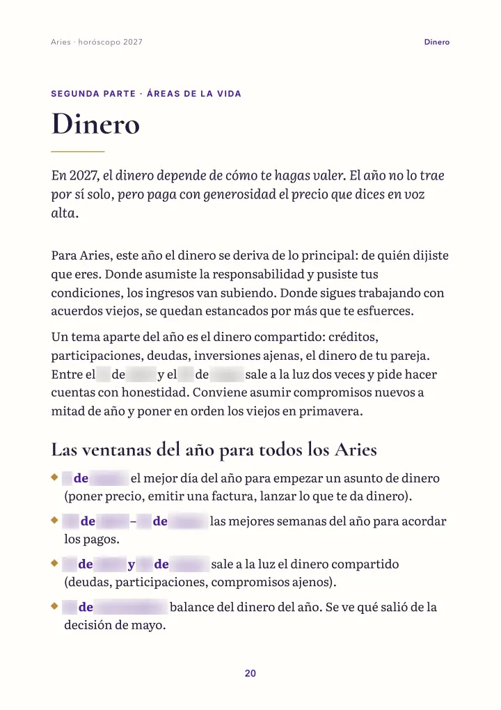 Página del libro: áreas de la vida (fechas difuminadas)