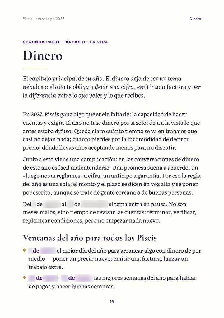 Página del libro: áreas de la vida (fechas difuminadas)