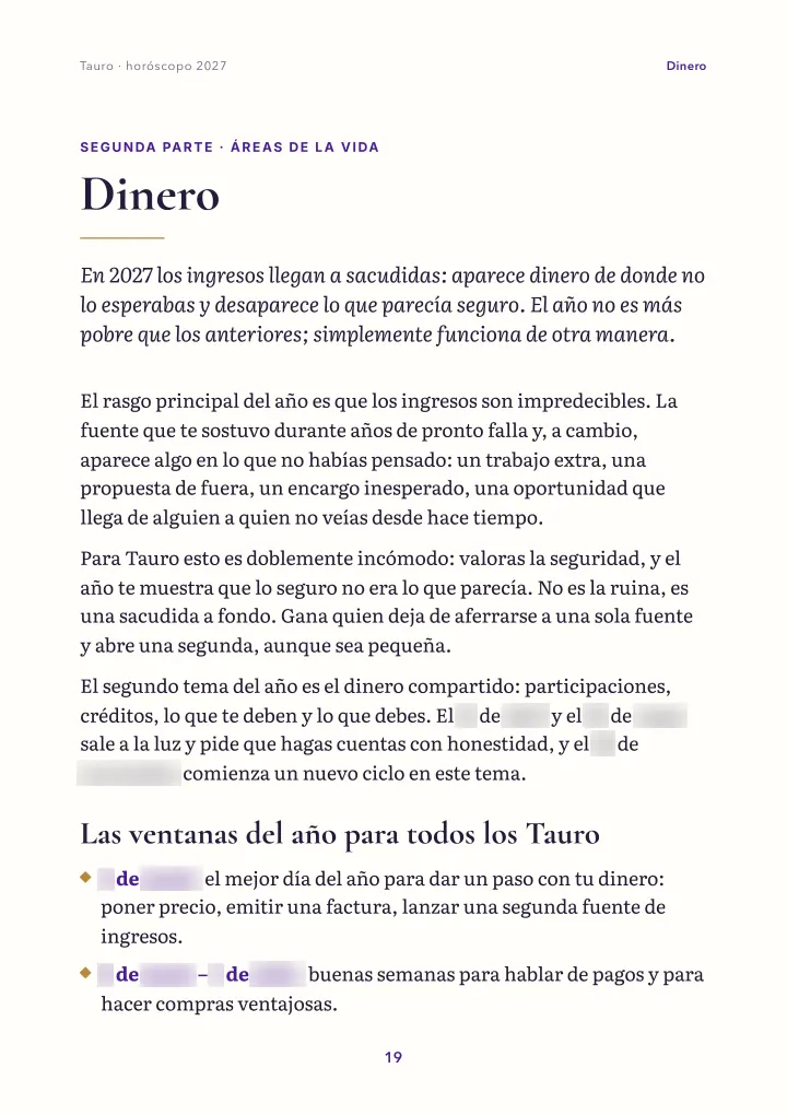 Página del libro: áreas de la vida (fechas difuminadas)
