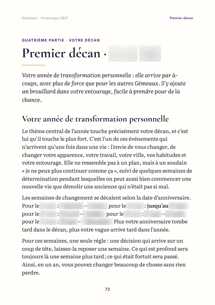 Page du livre : votre décan (dates floutées)