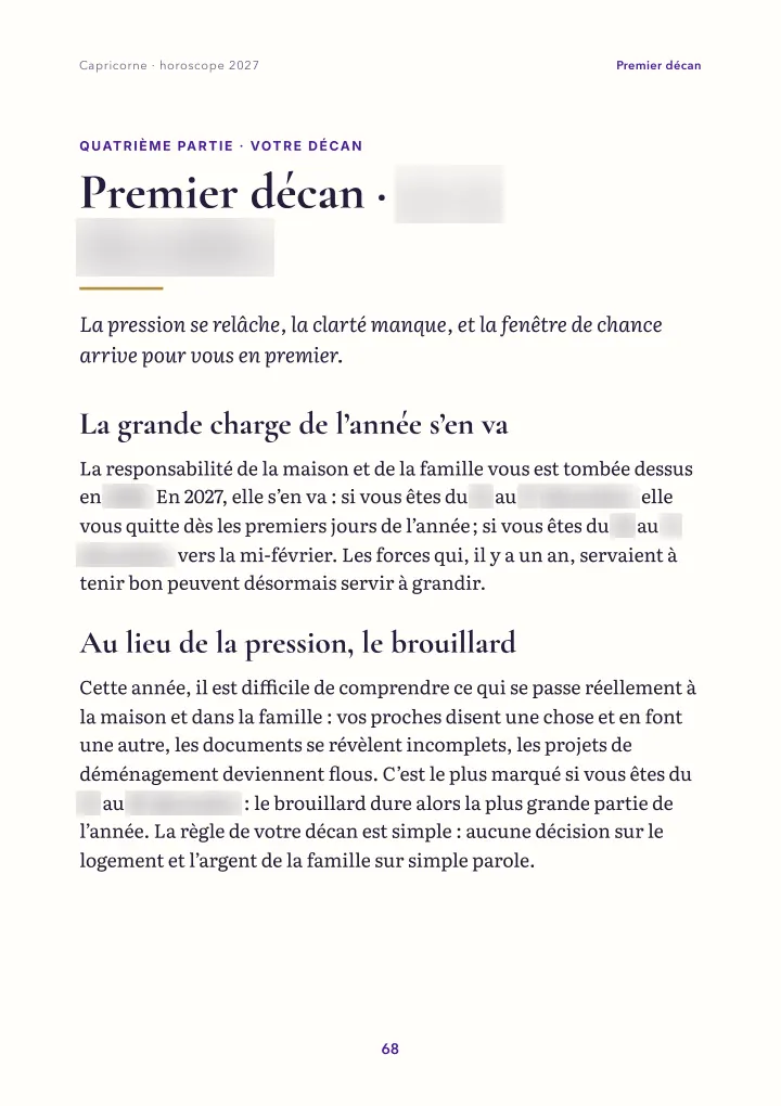 Page du livre : votre décan (dates floutées)