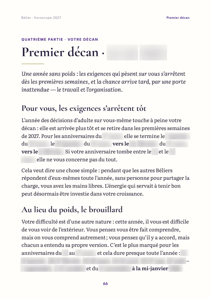 Page du livre : votre décan (dates floutées)