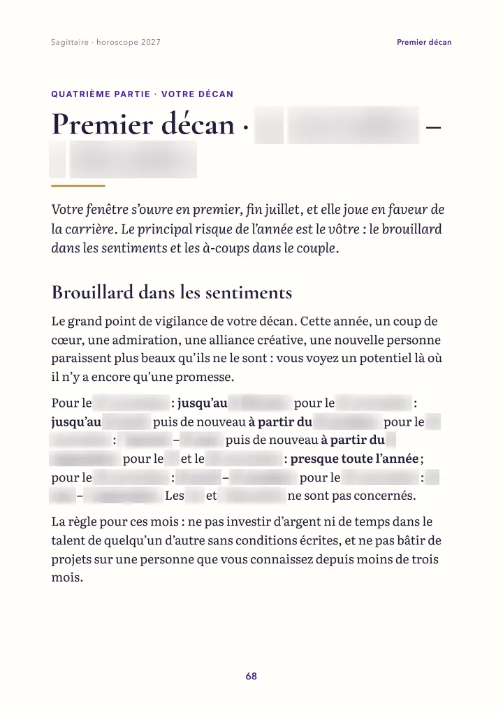 Page du livre : votre décan (dates floutées)