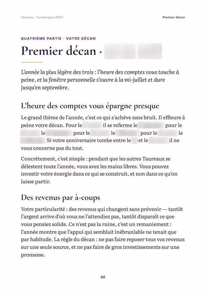 Page du livre : votre décan (dates floutées)