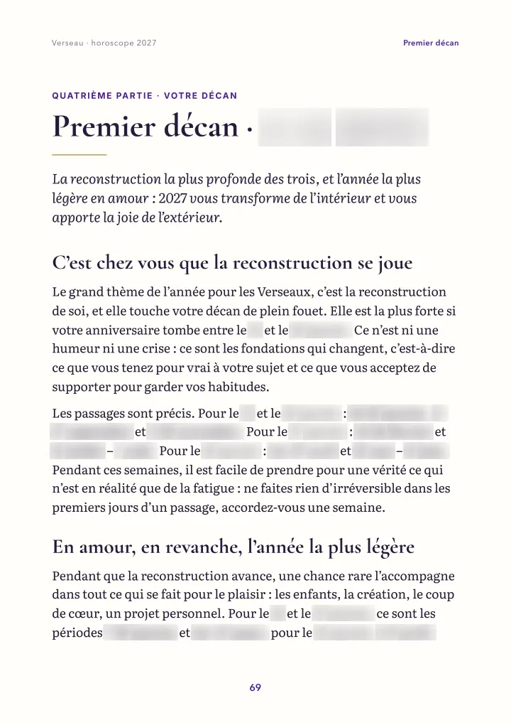 Page du livre : votre décan (dates floutées)